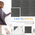 DOLLAR BOSS Felt Cork Board Tiles, 6 Packs 12" x 12" 1/2" Thick Cork Bulletin Board Self Adhesive Corkboards for Walls with 60 Pushpins for Home Office Kitchen School Decor Display, Grey