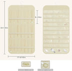 Hanging Jewelry Organizer Storage, 40 Pockets 36 Hooks Necklace Earring Bracelet Ring Organizer, Double - Sided Design, Beige