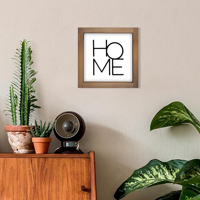 6 Inch Home Sign Decor, Wooden Family Room Wall Decor for House Art, Indoor Entryway Shelf Table Tiered Tray Mantel Rustic Farmhouse Decoration