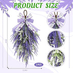nuvagiki Lavender Teardrop Swag, 2 Pack 24 Inch Front Door Swag Wreaths, Spring Summer Rustic Farmhouse Door Decor, Purple Floral Hanging Swag for Porch