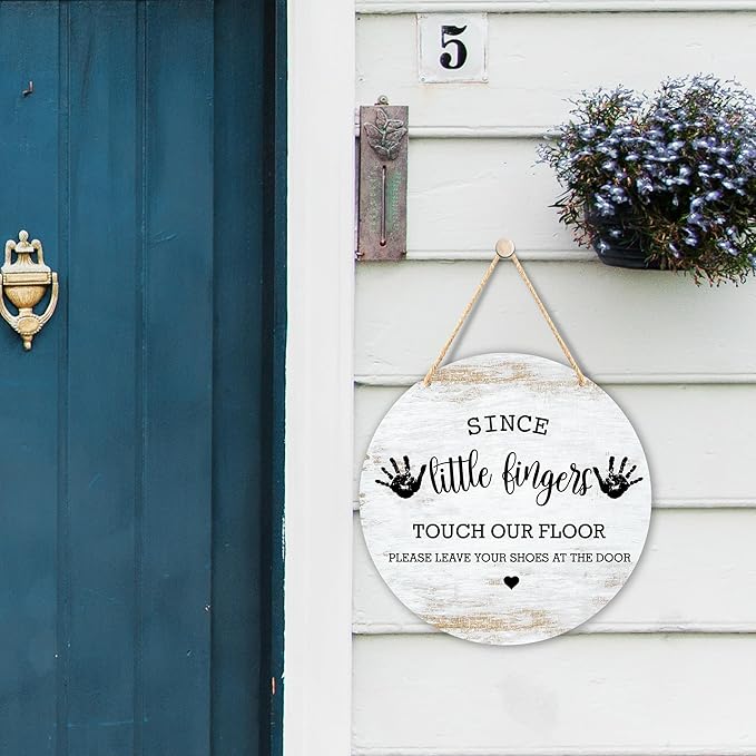 Wall Pediments Shoes Off Sign - Please Take Your Shoes Off - 9.8x9.8 Inches
