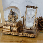 LED MusicCrystal Snow Globe， Sand Timer ，Hourglass,Home Decor,Table Decor for Living Room ，Office Desk Decorations[Brass Ferris Wheel]