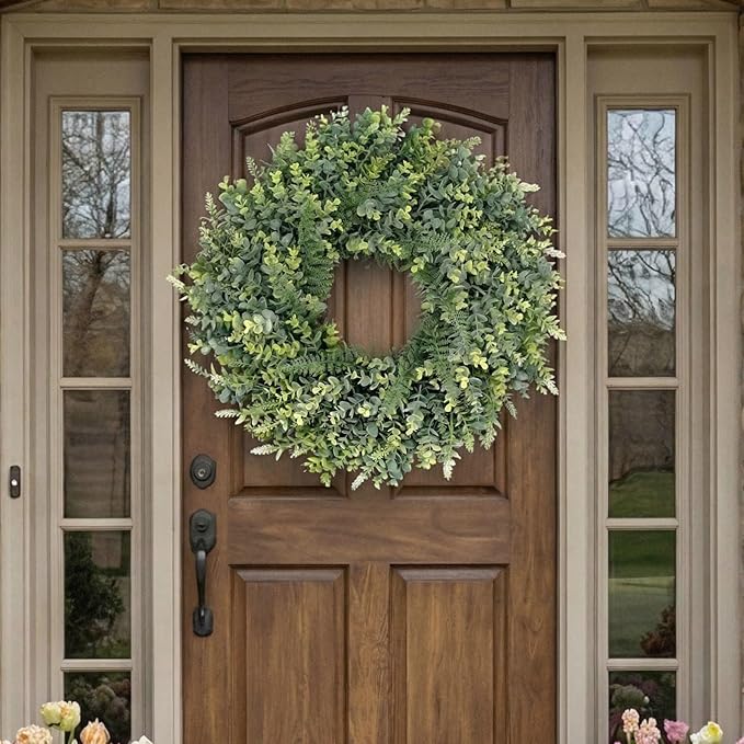 26 Inch Large All Season Eucalyptus Wreath for Front Door, Artificial Greenery Indoor/Outdoor Wreath, Farmhouse Home Decor for Spring Summer (Sage Green)