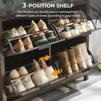4 Flip Drawers Shoe Cabinet Storage for Entryway, Narrow Hidden Shoes Cabinet Organizer Front Door Entrance Thin Free Standing Front Door Shoe Rack Storage for Entryway(Brown)