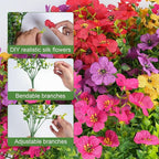 24 Bundles Artificial Flowers for Outdoor Realistic Faux Flower Spring Summer Garden Home Decoration, Hanging Daisy with Eucalyptus Leaves Fake Plants Greenery Balcony Porch Patio Front Door Decor