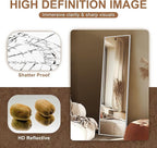 Delma Full Length Mirror,Large Floor Mirror with Aluminum Frame for Bedroom, Bathroom, Living Room,Wall Mount or Freestanding Design, Silver, 56" L x 15" W x 1Pcs