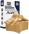 Utopia Home Premium Wooden Hangers 20 Pack - Heavy Duty & Durable Coat Hanger - Wood Hanger with 360-Degree Rotatable Hook - Clothes Hangers with Non-Slip Shoulder Notches For Shirts & Coats (Natural)
