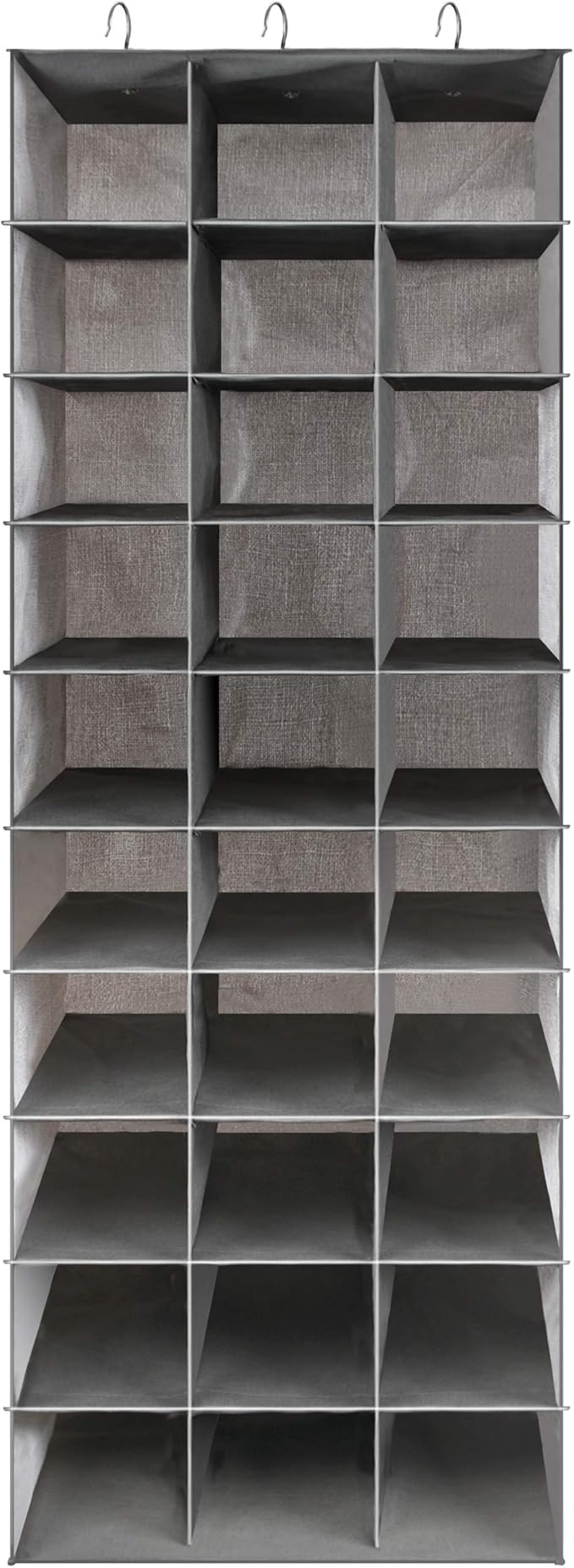 coastal rose Hanging Shoe Organizer for Closet, 30 Sections Hanging Closet Organizers and Storage Shelves Space Saving Shoe Rack Holder Hanger, Grey, 17''W×11.5''Dx 48''H