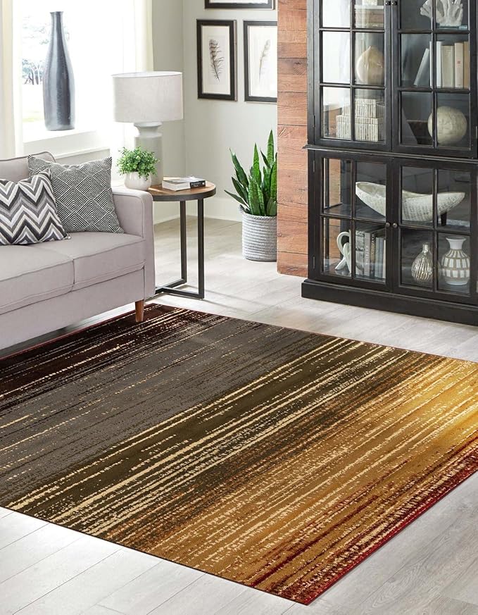 Unique Loom Barista Collection Area Rug - Mundo Nova (7' 1" Square, Beige/Blue)