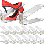 Shoe Slots Organizer,Adjustable Shoe Stackers,12 Pack Shoe Space Savers,Shoe Storage Holder for Closet,Transparent