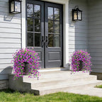 Fake Artificial Hanging Flowers for Outdoor Spring Decor 2PCS Faux Silk Flowers Plants for Outdoor Outside Planter UV Resistant Daisy for Porch Front Door Patio Balcony Yard Decor