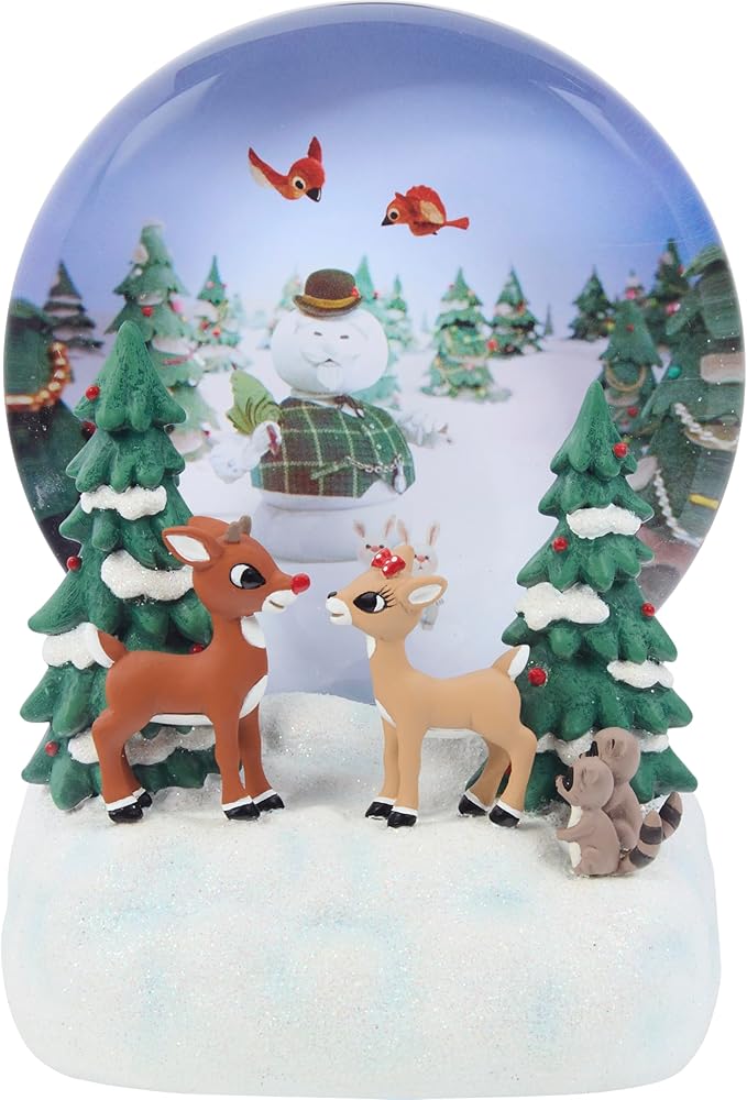 Precious Moments 241718 Rudolph The Red-Nosed Reindeer I’m Fawn’d of You Resin/Glass Musical Snow Globe
