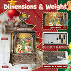 Christmas Snow Globes Lantern, Santa Claus & Train Christmas Decorations Indoor, 6H Timer Battery & USB Powered Light Up Musical Snow Globes for Kids Women Adults Gift Thanksgiving Home Decor