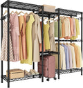 Heavy Duty Garment Rack Clothes Rack,Large Metal Closet Organizer System Storage Wardrobe,Freestanding Clothing Rack Black 15.75" D x 77.5" W x 77" H