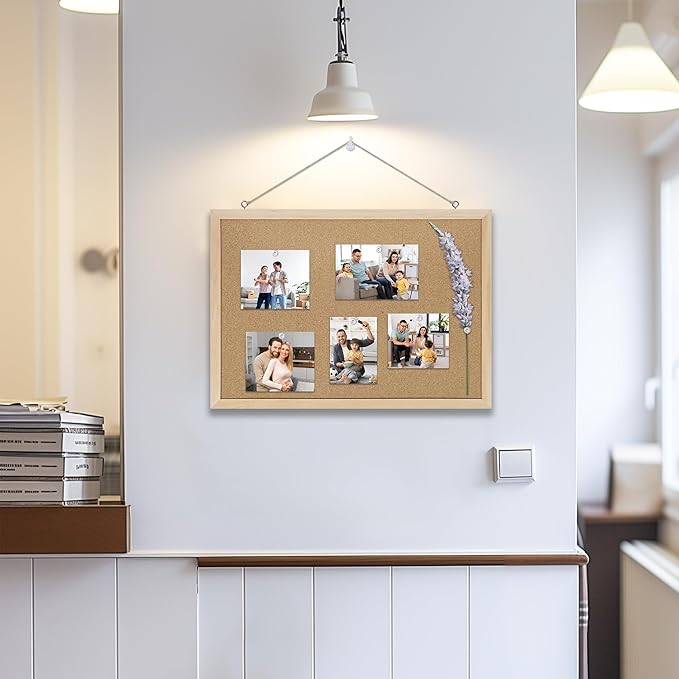 DAHAPYBOO Cork Board Bulletin Board,17"X 12" Cork Board for Office with Pin Oak Wood Boards,Hanging Corkboards for Office Home School Message Board or Vision Board Decoration.