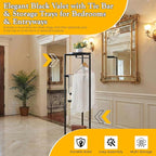 Kings Brand Furniture Suit Valet Stand, Coat Rack with Rods & Storage Trays - Tie Jacket Hanger, Freestanding Clothing Organizer Perfect for Bedrooms & Entryways, Black