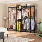 Heavy Duty Garment Rack Clothes Rack,Large Metal Closet Organizer System Storage Wardrobe,Freestanding Clothing Rack Black 15.75" D x 77.5" W x 77" H