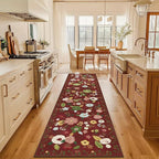 U'Artlines Red Christmas Runner Rug for Hallways,2'6" x 10'Colorful Floral Carpet Soft Non Slip Washable Floor Carpet Runners for Entryway Laundry Room Bathroom
