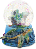 CoTa Global Sea Turtle Snow Globe Decor - Elegant Pink Sparkle Glitter Inside The Snow Globe Figure, Animal Figurines for Kids and Adults, Collectible Snow Globes for Birthday, Christmas - 65 mm