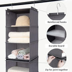 GRANNY SAYS 6-Shelf Hanging Organizer for Closet, Separable to 2 Pack 3-Shelf Hanging Shelves, Hanging Organizer for Bedroom, Ash Gray