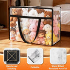 Clear Under Bed Storage Containers - 4 Pack Large Capacity Clothes Storage Bags with Lid & Sturdy Handles, Foldable Moving Bags, Clothing Organizer Totes for Bedding, Comforter, Sheet（90 L）