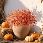 12 Bundles Fake Mums Fall Flowers Artificial for Outdoors Decoration Artificial Mums Faux Plants Daisy for Outdoor Outside Planters UV Resistant Violets for Fall Decor Home Porch Door Front Patio Yard