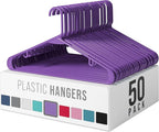 Plastic Hangers 50 Pack Purple - Clothes Hangers - Makes The Perfect Coat Hanger and General Space Saving Clothes Hangers for Closet - Percheros Ganchos para Colgar Ropa Hangars