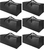SWEET DOLPHIN 6 Pack Extra Large Moving Bags with Strong Zippers & Carrying Handles, Heavy Duty Storage Tote for Space Saving Moving Storage, Fold Flat, Alternative to Moving Box, Black