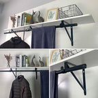 4 Pack Heavy Duty Closet Shelf & Rod Brackets,Closet Rod Bracket,Shelf Brackets Clothes,Closet Shelves Bracket with Rod Shelving Support,with Screws Black