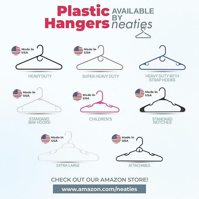 Neaties Heavy Duty Clothes Hangers 36 Pack – Made in the USA – 8lb Capacity Plastic Hangers for Adult Clothing – Durable for Pants, Coats, Jackets, or Jeans – Mint