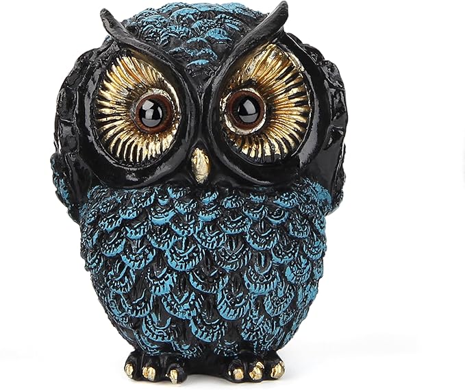 Owl figurine and sculptures for shelf decor accents,3 wise Owl statue for living room bedroom decoration,Retro animal decor,boho gift for women bird lover,see no evil hear no evil speak no evil