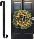 Wreath Hanger Adjustable Door Hanger Wreath Hanger for Front Door 15 to 24inch,Wreath Hook, Hold Up 20lb (Black,1 Pack)