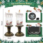 Christmas Snow Globe Candle, Timer Christmas Flameless Candles Snow Globe with 6H, Snowmans Scene, Battery Operated, Christmas Snow Globes for Christmas Holiday Xmas Party Table Centerpiece Home Decor