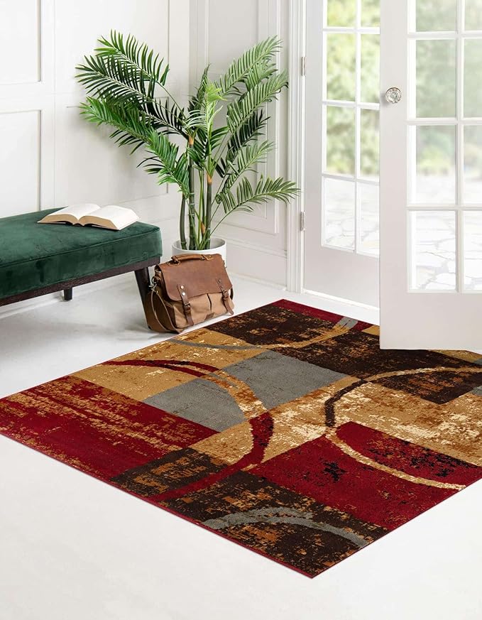 Unique Loom Barista Collection Area Rug - Kouillou (9' 10" Square, Multi/Brown)