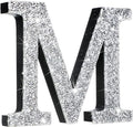 Qunclay 5.7" Silver Crystal Diamond Bling Letters Crushed Diamond Decoration Wooden Glitter Letter with Screw and Hooks Rhinestone Gift for Wedding Y2k Mcbling Bedroom Wall Decor (Letter M)
