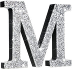 Qunclay 5.7" Silver Crystal Diamond Bling Letters Crushed Diamond Decoration Wooden Glitter Letter with Screw and Hooks Rhinestone Gift for Wedding Y2k Mcbling Bedroom Wall Decor (Letter M)