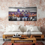 Extra Large Pittsburgh Wall Art Black and White Cityscape Wall Decor Modern Night City Skyline Picture Office Decor Pennsylvania Skyscrapers Canvas Prints for Bedroom Living Room Decoration 30x60"