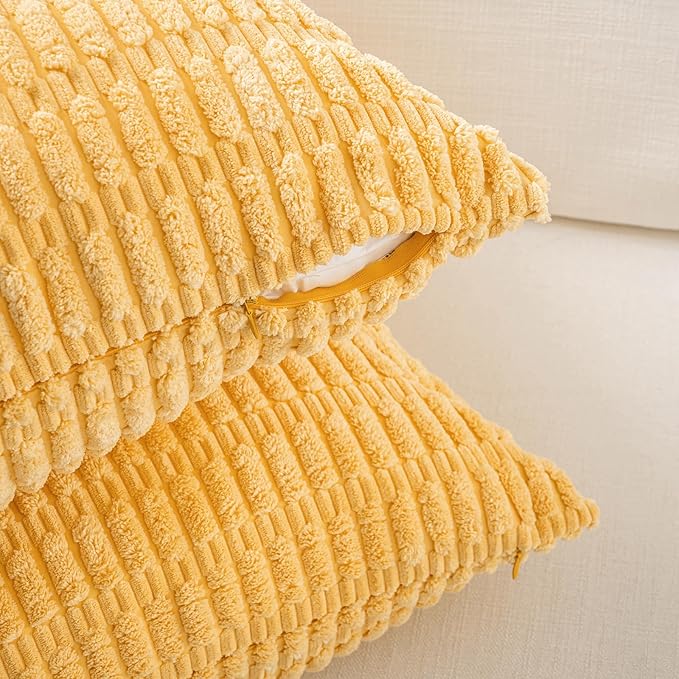 Fancy Homi 4 Packs Decorative Throw Pillow Covers for Living Room Couch Bed, Modern Farmhouse Boho Home Décor Accent Cushion Case, 26" x 26", Yellow Green Series