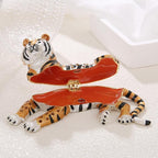 Hand Painted Trinket Box for Home Decor Accents, Enamel Hinged Jewelry Box for Bookshelf Office Table Desk Decoration, Classical Figurine Collectible Keepsake Animal Sculptures (Lying Tiger)