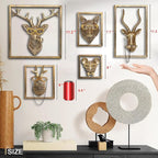 Newinhome Animal Heads Wall Decor (Includes Metal Frame) Resin Animals Sculptures Head Wall Hanging Decoration Gold vintage Wall Sculpture for Living Room Bedroom Office(Jackalope)