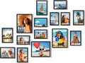 15 Pack Picture Frames Collage Wall Decor, Black Frame Set with 3pcs 8x10, 6pcs 5x7, 6pcs 4x6 for Gallery Display, Wall Mounting & Tabletop, Bulk Photo Frames for Living Room Decor