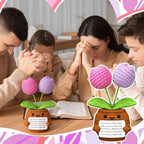 Wavwavw Christian Gift for Women Positive Handmade Tulips Flower Crochet Doll with Bible Verse Prayer Card Inspirational Scripture Religious Crochet for Christmas Sunday Group Church