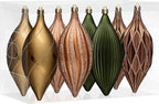 JORNOY Finial Drop Christmas Ornaments for Tree Decorations, 150mm/6inch Shatterproof Plastic Hanging Large Tear Drop Baubles Bulk for Holiday Home Party Decor with String, 8 Pack, Earth Tone