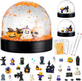 Halloween Snow Globe Craft Kit - 8 Set DIY Plastic Snow Globe Craft with Mini Resin Ghost Haunted House, Make Your Own Party Decor with Glitter for Classroom Activity Gifts (Halloween)