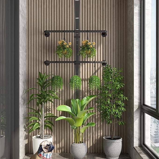 IBUYKE Industrial Pipe Clothes Rack Set of 2, 37 Inch Wall Mounted Clothing Rack, Space-Saving Hanging Closet Rod, Heavy Duty Multi-Purpose Garment Rack for Closet and Laundry Room, Black TYJ001H-2