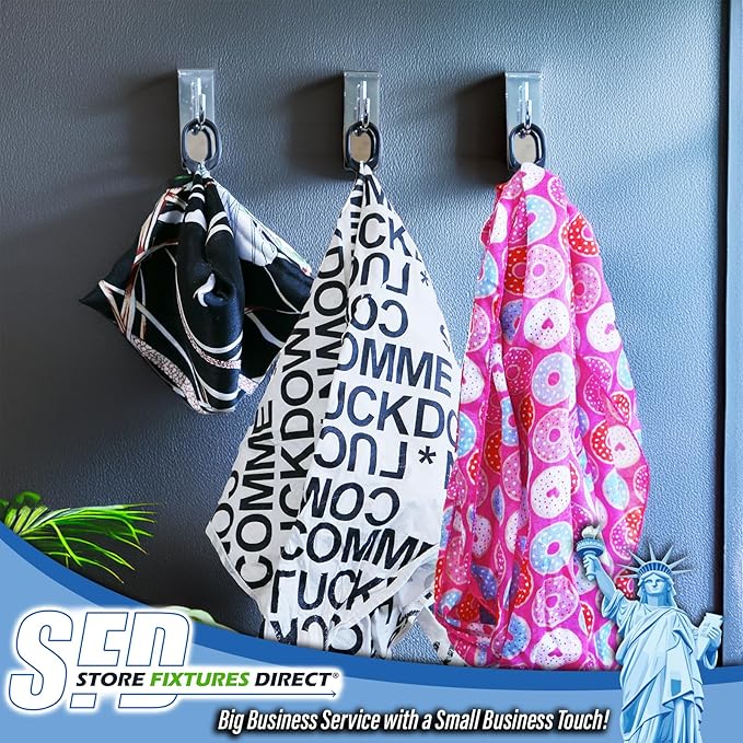 Black Scarf Clip Hangers for Retail, Economic Plastic Fine Garment Pinch Hooks, 1000 Pack
