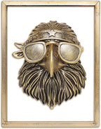 Animal Heads Wall Decor (Includes Metal Frame) 250 anniversary usa merchandise Resin Eagle Patriotic Decoration Wall Hanging 4th of July Decorations Gold vintage Wall Sculpture for Living Room Bedroom Office(Eagle)