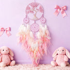 Large Pink Dream Catchers,Crystal Tree of Life Dreamcatcher,Perfect Pink Crystal Handmade Dreamlike Dream Catchers for Girls Bedroom Decor Art Craft Gift (Pink)