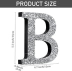 Qunclay 5.7" Silver Crystal Diamond Bling Letters Crushed Diamond Decoration Wooden Glitter Letter with Screw and Hooks Rhinestone Gift for Wedding Y2k Mcbling Bedroom Wall Decor (Letter B)
