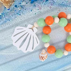Meplait Wood Bead Garland, Coastal Tassel Garland with Shell Tag Beach Farmhouse Decor for Tiered Tray Table Centerpiece Wall Home Decoration